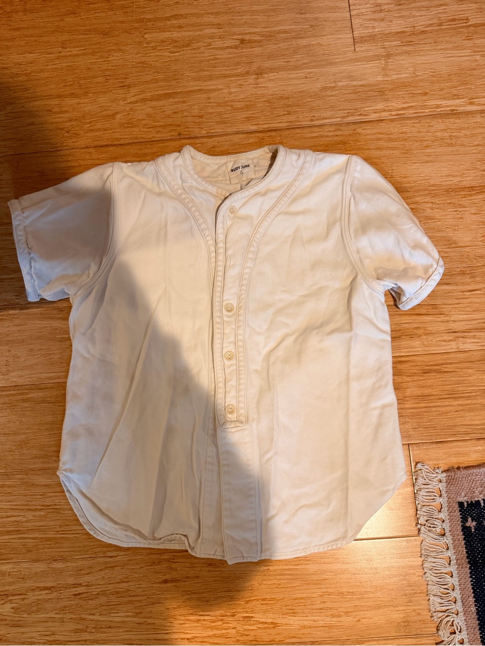 Rudy Jude White Short-Sleeve Henley Baseball Shirt